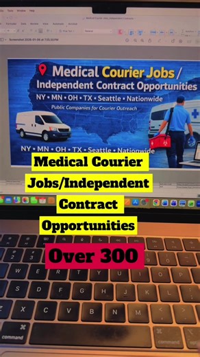 We have compiled over 300 companies that offer jobs as well as independent medical courier contract opportunities #minnesota #texas #nyc #florida #ohio