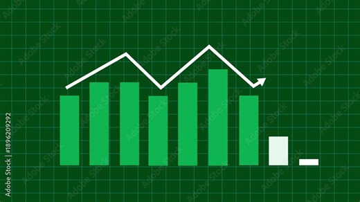 Green Bar Chart with Downward Trend Line 2026 Animation