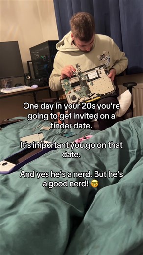 Best date ever! I told that nerd my laptop was slow and my laptop is now a many parts!