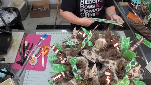 2.5K views · 23 reactions | Get game-day ready with Coach Julie’s DIY Football Wreath tutorial! Whether you're a Friday Night Lights fan or a college or NFL superfan, this wreath is the perfect way to show off your team spirit right on your front door. She’ll walk you through step-by-step how to create this sporty stunner—full of ribbon, texture, and tailgate-ready flair! Football season will be here before we know it..and we will be ready!!! | Southern Charm Wreaths | Facebook