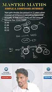 Simple & Compound Interest Tricks🔥Solve in Seconds|Master Maths #mastermaths #aptitude #mathstricks