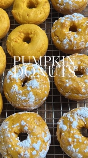 Kristin Twomey ⭐️ on Instagram: "PUMPKIN DONUTS 🎃 An easy Fall baking activity that’s easy enough to do with kids. I’ll put some details below: **donut pan linked on this post in my bio 🥰 Two Ingredient Pumpkin Donuts: You’ll need 1 box of yellow cake mix and one 15oz can of pumpkin puree. Mix those two together and put that into a piping bag to get it into the donut pan because the mixture is pretty thick. I couldn’t find my piping bag so I just scooped it into a freezer bag and cut the corne