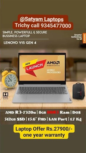 LENOVO LAPTOP offer @ SATYAM LAPTOPS, Trichy call 9345477000