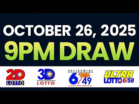 PCSO Lotto Result Today October 26, 2025 – 9PM Draw (Sunday)