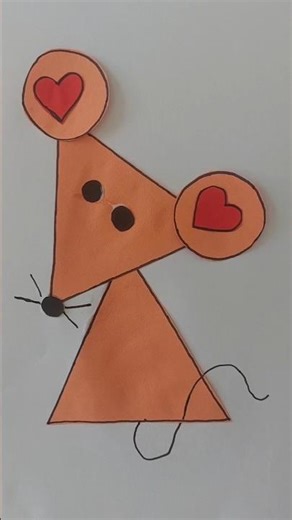 Mouse art using simple shapes🐭 #kidsart #kidsactivities #shorts