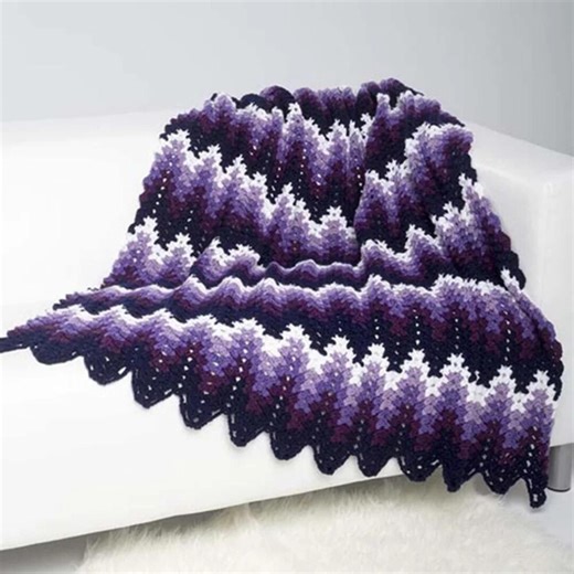 Crochet Ripple Afghan Pattern • Aubergine Wave Blanket (PDF Pattern) - Etsy