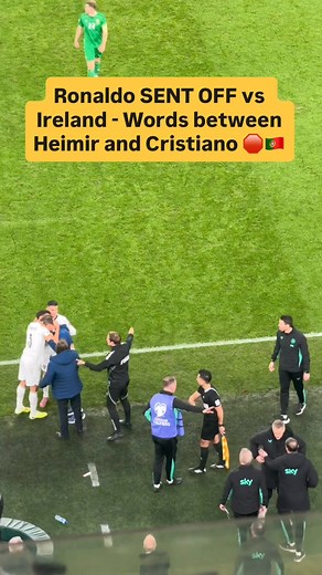 Cristiano Ronaldo HAS BEEN SENT OFF vs Ireland for an elbow 🛑🇵🇹 An exchange of words between Ronaldo and Heimir as he walked off 👀 | SportsJOE.ie