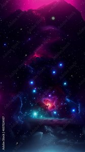 A slow rotating-push in the mouth of a fictitious cosmic nebula. Includes four different focal length shots.