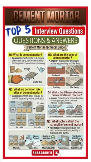 Cement Mortar // Top 5 Interview Questions & Answers