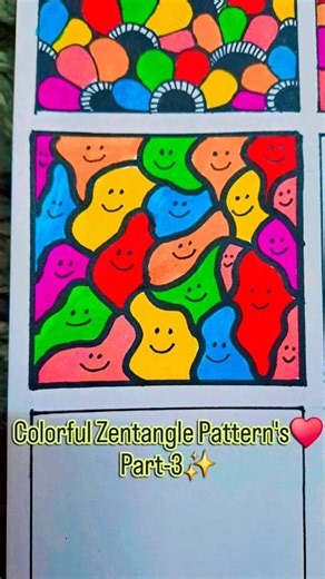 colorful Zentangle Pattern's Part-3✨️ #zentanglelegend #colourfulart #zenpatterns #esayway #tiktok