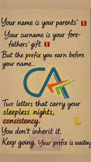 💼 Power of "CA"Prefix Chartered Accountant Motivation for Students 🔥 #motivational #quotes #success