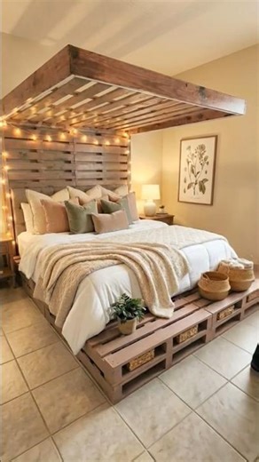 🪵🛏️ Pallets → Dream Bed! Easy DIY 😍 #satisfying