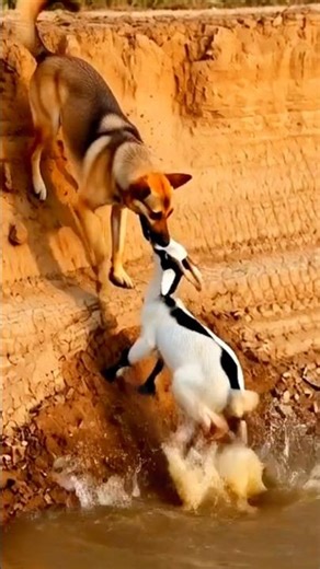 Trapped Baby Goat Can’t Climb Out… Dog Rescues at the Last Moment! ❤️ #animalrescue