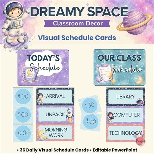 Dreamy Space Visual Schedule Cards for Kids – Calm Routine