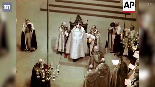 Colour footage of Queen Elizabeth II coronation ceremony in 1953