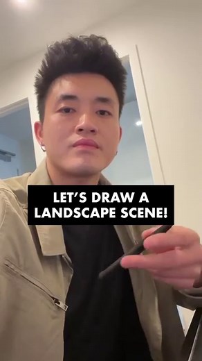 Photoshop Drawing Tutorial: Landscape Art ⛰️🎨 #shorts #photoshop