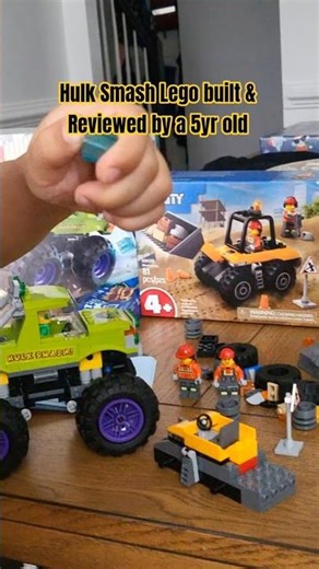 Hulk Smash Lego truck is their favorite build right now. #lego #toy #marvel #hulk #smash #truck