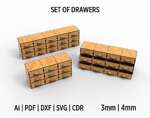 Desktop Storage Drawer Set Svg Laser Cutting Files With Different Sizes, Desk Organization Ideas, Stackable Storage Boxes in Multiple Sizes - Etsy