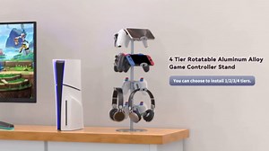 Gaming Controller Holder Aluminum Alloy 4 Layers,360-degree rotatable Headphone Stand,Gaming Controller Stand for Xbox PS5 PS4 Switch,Gaming Controller Headset Holder for Gaming Accessories