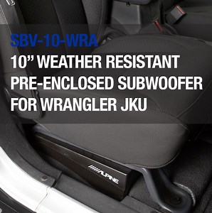 Have you been caught in the rain with your Wrangler JKU's top off? With the new 10" Weather Resistant Pre-Enclosed Subwoofer's (SBV-10-WRA) IP66 rating, your adventure can carry on without worry. Learn More: http://bit.ly/sbv10wra Order Yours: http://bit.ly/alpine_dealers | Alpine USA