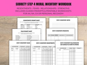 Addiction Recovery Step 4 Inventory Sheets Printable - Resentments, Fears, Relationships, Strengths   Prompts Worksheet Printable PDF - Etsy