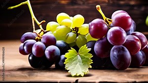 Bountiful harvest of vibrant grapes and leaves
