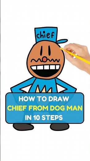 How to Draw Chief from Dog Man in 10 East Steps | Drawing Tutorials for Kids and Teachers