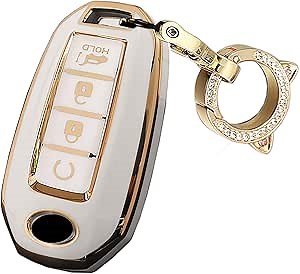 ontto 4-Button Keycase Compatible with Infiniti Key Fob Shell Anti-Scratched TPU Key Skin for Q50 Q60 QX50 QX55 QX60 2019-up Beige