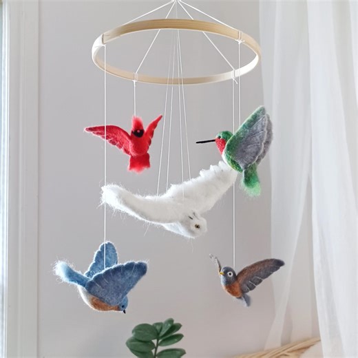 Bird Mobile Felt Bird Baby Mobile Birds Owl Cardinal Bluebird Robin Hummingbird Mobile Nursery Decor Kinetic Bird Baby Shower Gift - Etsy