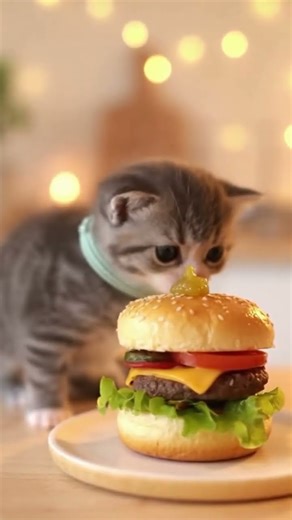 #27 可愛い子猫がハンバーガーを美味しそうに食べてる #cat #cute #aishorts #kitten #baby