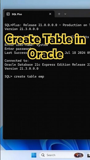Create table in SQL PLUS #shortsfeed #viral #youtubeshorts #sql #ytshorts #viralvideo #tredning