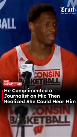 Truth Route News on Instagram: "A moment of unexpected humor unfolded during a 2015 NCAA Sweet Sixteen press conference when University of Wisconsin basketball player Nigel Hayes unknowingly spoke into a live microphone. While addressing reporters, Hayes was heard saying, “Gosh, she’s beautiful,” referring to a journalist or stenographer present in the room. Seconds later, laughter broke out as he realized his comment had been heard by everyone. Visibly embarrassed, Hayes covered his face, while