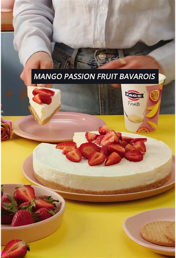 Tangy, tropical, creamy, smooth is the name of the game with this no-bake FAGE Fruits Mango and Passion Fruit Bavarois. 🍋🥭 #bavarois #FAGEFruits