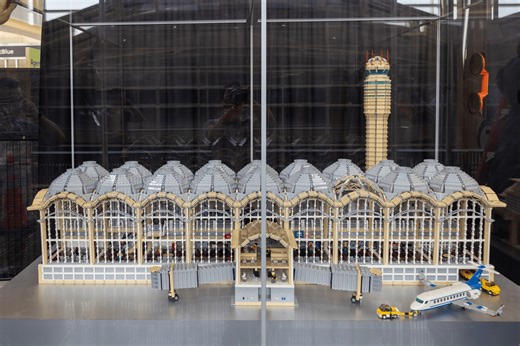 The Little Airport by the River but in LEGO! Made by the LEGO Master Builder Richard Paules, LEGO DCA is now on display the Ticketing Level near the Alaska Airlines check-in counters! Can you guess how many bricks he used to create this masterpiece? | Ronald Reagan Washington National Airport