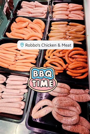 🔥PUBLIC HOLIDAY BBQ SORTED 🌭🥳 Our Sausage Cabinet is fully stocked with fresh home-made Sausages. Open till 4pm today -Come grab yours! 🥳🥳 | Robbo's Chicken & Meat