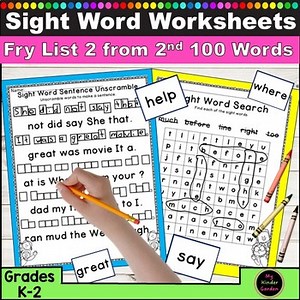 Fry Sight Word Worksheets List 2 2nd 100 Kindergarten Word Work Practice Pages