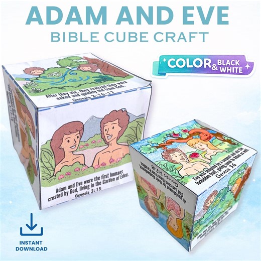 Adam and Eve Cube Craft, Bible Lesson Activity (digital Download) - Etsy New Zealand