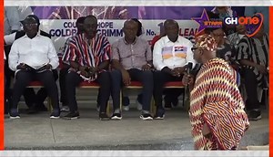 Your government has been very development-oriented and the footprints are visible everywhere, even in Keta. - Joachim Acolatse (Dufia of Kedzi) to Bawumia #GHOneNews #EIBNetwork #NPP #GHOneTV #ElectionHub #NDC | GHOne TV