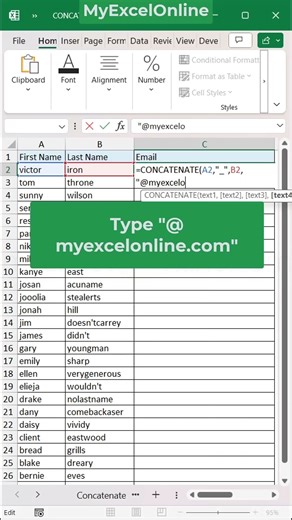 Excel Email Generator 🤯 #myexcelonline #excel #shorts