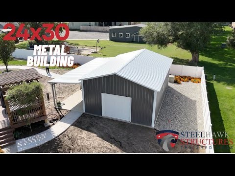 24x30 Metal Building w/ Lean-To Porch In Kansas | Full Tour | Steelhawk Structures