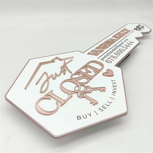 Just Closed, Rose Gold Mirror Key Sold Sign, Closing Photo Prop, Signage for Realtor - Etsy