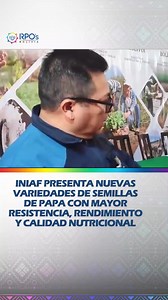 🥔🍟🚜INIAF PRESENTA NUEVAS VARIEDADES DE SEMILLAS DE PAPA CON MAYOR RESISTENCIA, RENDIMIENTO Y CALIDAD NUTRICIONAL El director general Ejecutivo del INIAF, Windson July Martinez, presentó nuevas variedades de semillas de papa con mejores características en cuanto a resistencia a plagas, mayor productividad y mejor calidad nutricional. Gracias al centro biotecnológico de Chachacomani, se desarrollaron 14 variedades certificadas de papa que se adapten a las condiciones agroclimáticas de Bolivia. 