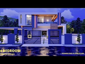 2022 Modern House Design (18m x 13m) 4 Bedrooms with an Estimated cost.