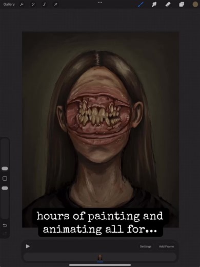 worth the time? this is definitely one of my favorite animations (and paintings) i’ve done in a while! who doesn’t love teeth? 🦷 #horroranimation #digitalanimation #horrorart #creepyart #artprocess