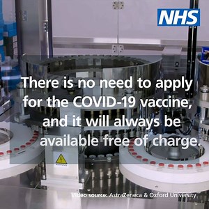 There is no charge for the COVID-19 vaccine. People most at risk from the complications of COVID-19 are being offered the vaccine first. The NHS will contact you when it's your turn to receive the COVID-19 vaccine. Find out more: nhs.uk/covidvaccine | UK Government