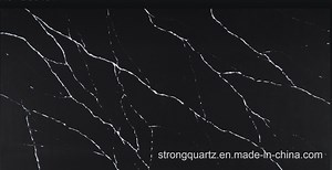 [Hot Item] Black Marquina Calacatta Design Engineered Quartz Stone for Kitchen Countertops Factory/Supplier