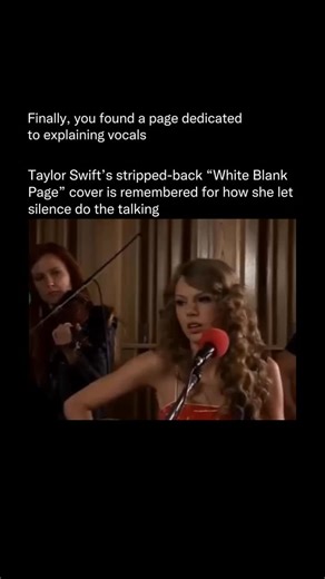 Explaining Vocals on Instagram: "🎤 When Taylor Swift covered White Blank Page by Mumford & Sons, she transformed an already emotional song into something even more fragile and intimate. Stripped of heavy instrumentation, her version leaned entirely on restraint, vulnerability, and storytelling. What made the performance so powerful was her control of space. Instead of filling every moment with sound, Taylor allowed silence to linger between lines, letting the words sit and ache before moving fo