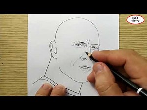 VERY EASY, how to draw the rock dwayne johnson / quick sketch