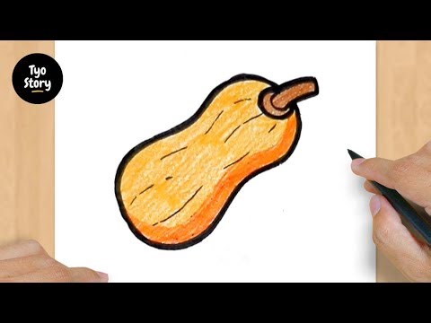 #821 How to Draw a Butternut Squash - Easy Drawing Tutorial