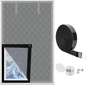 Window Insulation for Winter, Curtain Size 38 x 62 Inch, Thermal Insulated Window Cover with Oxford Cloth Thicken Cotton Filled, Fits up to 3 x 5 Ft Windows, Grey